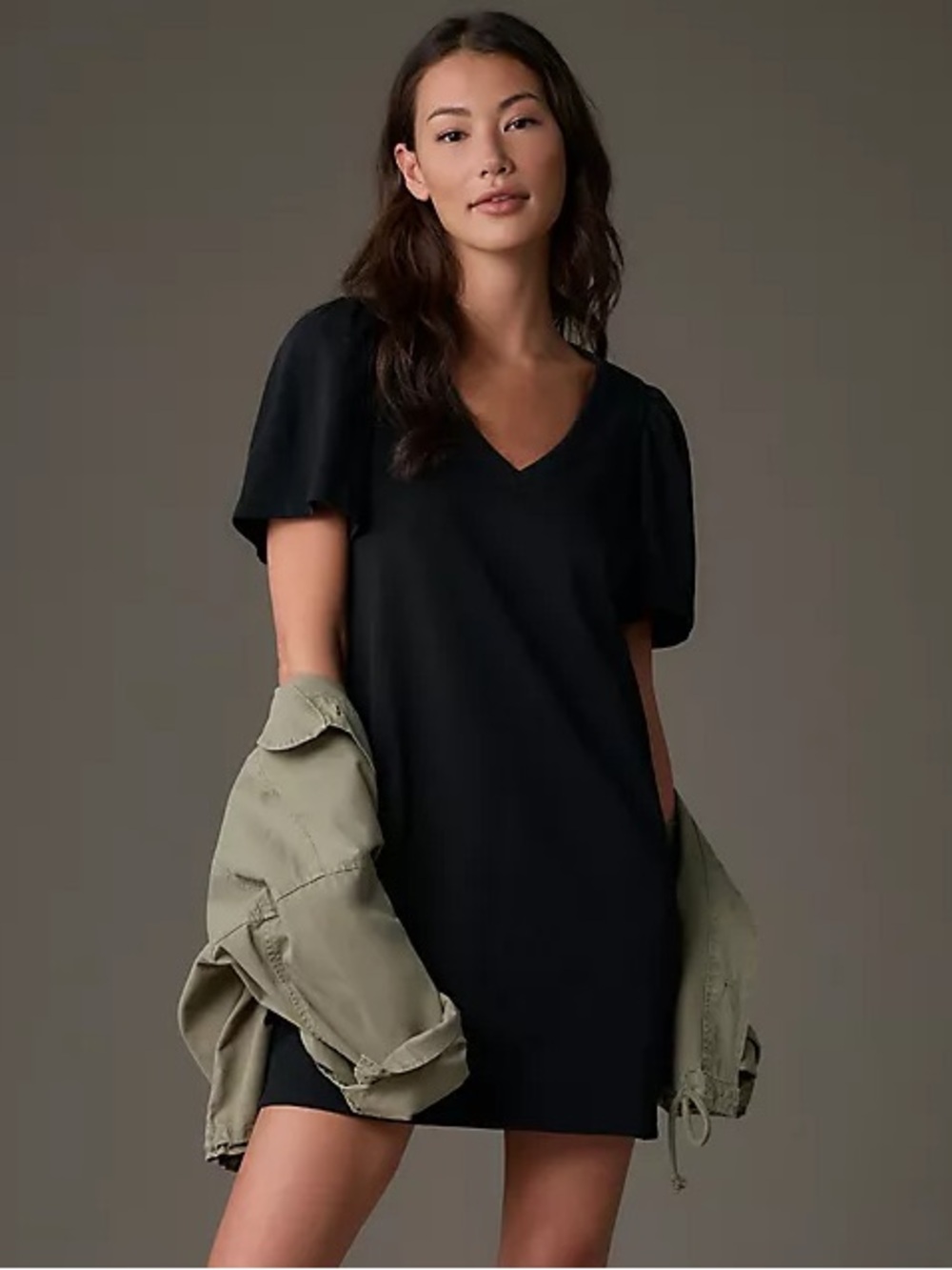 National LTD Los Angeles Mallory Flutter-Sleeve Black Cotton Mini Dress EUC Sz M